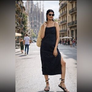 Linen Anthropologie NWT Maeve Linen Blend Appliqué Midi Dress size XL.